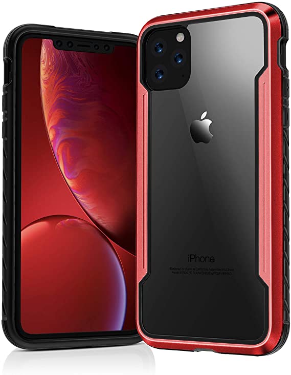 Cason Phone Case for Apple iPhone 11 6.1 Inch Case Defense Shield Series Military Grade Drop d, Anodized Aluminum TPU Polycarbonate Protective Case (Red)