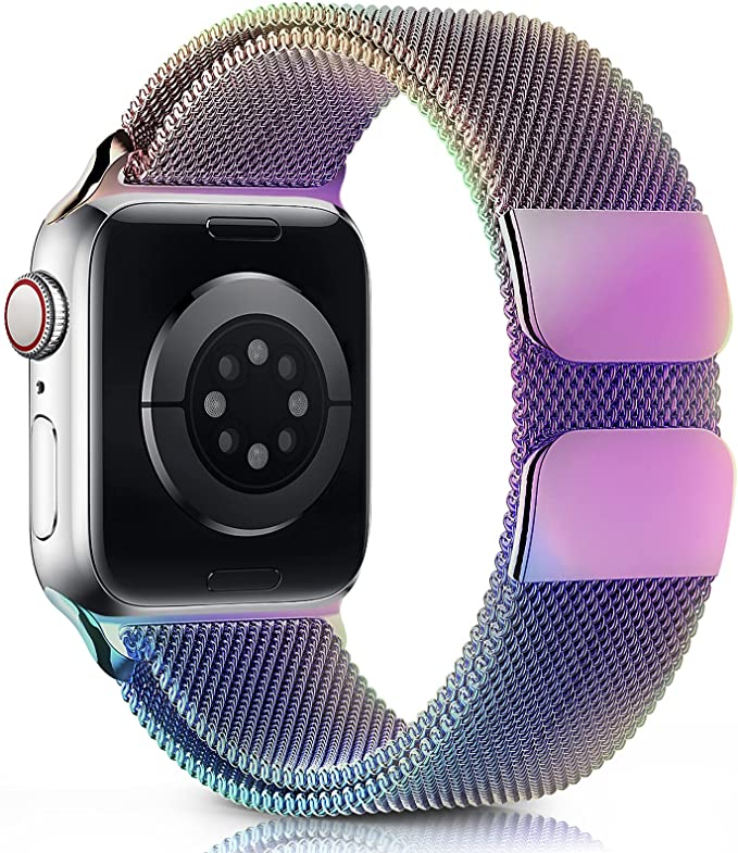 Metal Band Compatible with Apple Watch Bands 38mm 40mm 42mm 44mm Women Men, Stainless Steel Mesh Milanese Loop Adjustable Magnetic Replacement Strap for iWatch Series 6 5 4 3 2 1 SE (Patents Pending)
