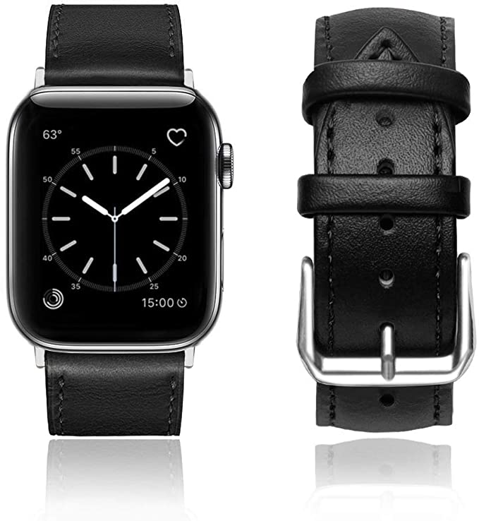 ONMROAD Compatible with iWatch Leather Band 44mm 40mm 42mm 38mm Vintage Classic Loop Buckle Replacement for Apple Watch Strap Series 5/4/3/2/1 Men Women