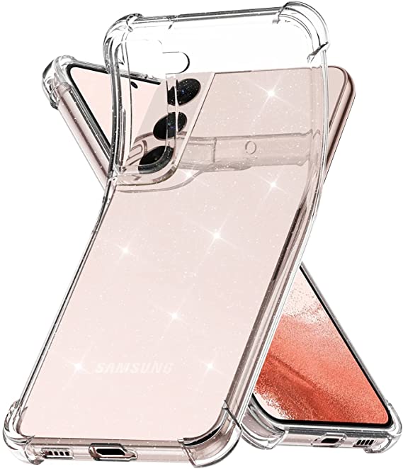 Galaxy S22 5G Glitter Case, OUBA Ultra [Slim Thin] Sparkly Shiny Bling Soft TPU Silicone Protective Cases Cover for Women Girls Compatible with Samsung Galaxy S22 5G 6.2 Inch - Glitter Clear