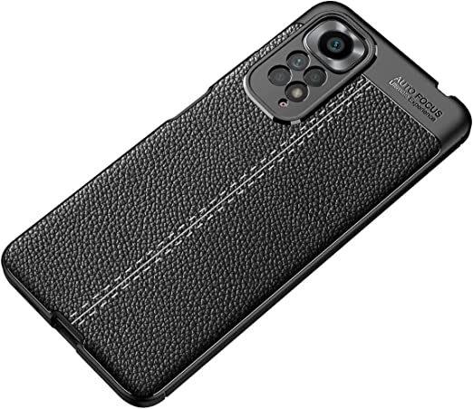 جراب لهاتف شاومى Redmi Note 11 4G ، جراب أصلي جديد من GrabMobily - غطاء مقاوم للصدمات بنمط جلدي متين رفيع للغاية من ألياف الكربون المصقولة - مقاوم للانزلاق - جراب عالي الجودة - أسود