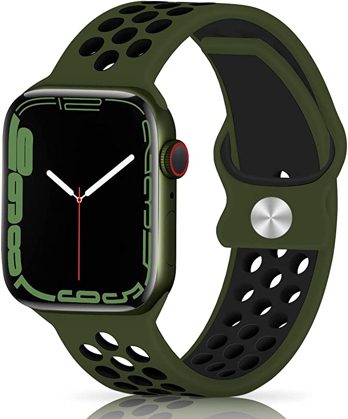 N-Hocezyg Sport Bands Compatible with Apple Watch Bands 38mm 40mm 41mm 42mm 44mm 45mm, Breathable Soft Silicone Sport Women Men Replacement Strap Compatible with iWatch Series SE/7/6/5/4/3/2/1