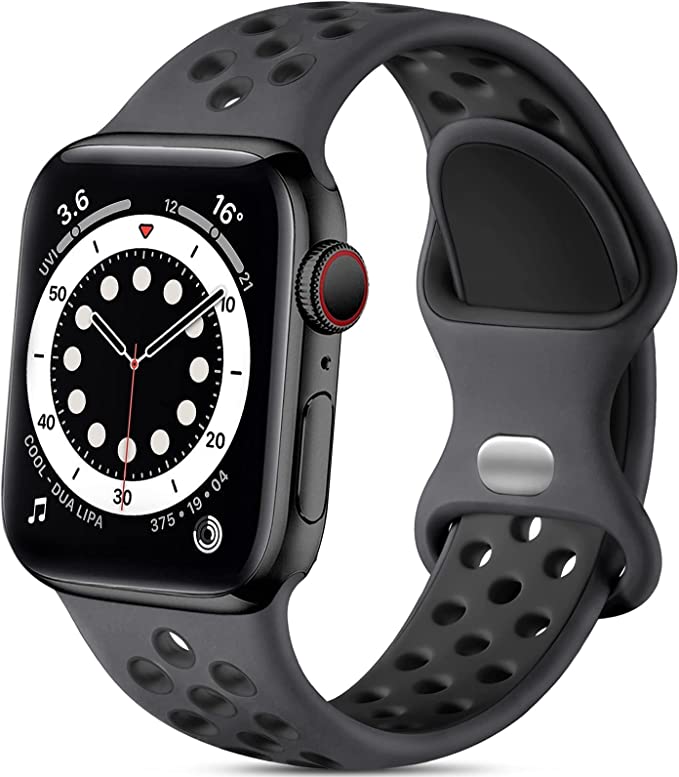 Lerobo Sport Band Compatible with Apple Watch Band 38mm 40mm 42mm 44mm for Women Men, Soft Silicone Sport Breathable Wristband Replacement Strap Compatible for Apple Watch SE iWatch Series 6 5 4 3 2 1