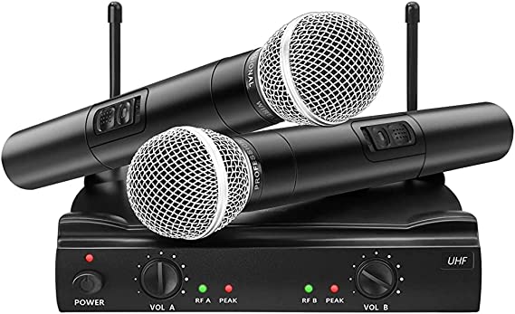 ZORBES® UHF Dual Wireless Microphone System,Dual Channel Dynamic Mics Set,Handheld Wireless Microphone with Professional Karaoke Receiver for Home Party,KTV,Meeting,Wedding,Speech