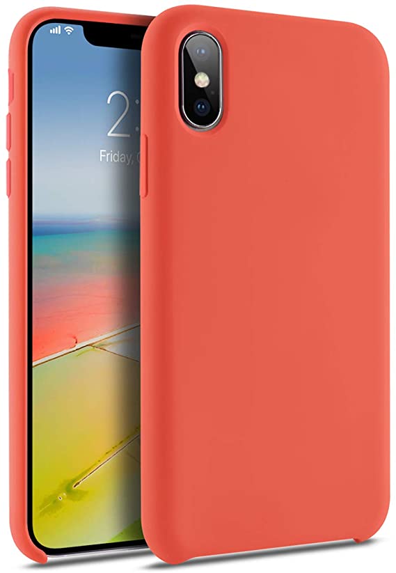 SYMOCA Case for iPhone Xs Max,Liquid Silicone Case,Protection Shockproof Cover Case Drop Protection Case for Apple iPhone Xs MAX 6.5inch (Coral)