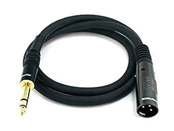 Monoprice 104760 3-Feet Premier Series XLR Male to 1/4-Inch TRS Male 16AWG Cable Black