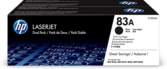 HP 83A HP (Hewlett Packard) 83A 2-pack Black Original LaserJet Toner Cartridges