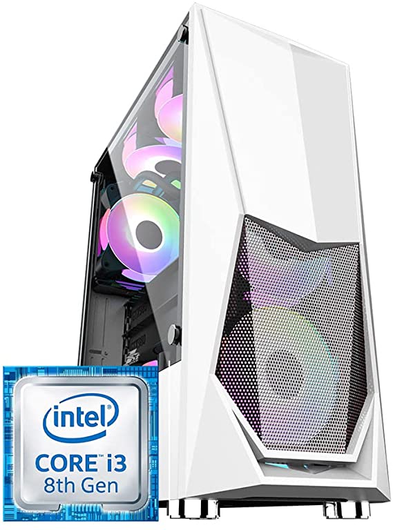 Computer Intel Core i3-8100, B365M H, 8GB DDR4 RAM, SSD 120GB, HDD 500GB, JETEK RGB Tempered Glass Case for PSU (600W)