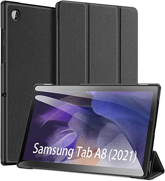 Case for Samsung Galaxy Tab A8 10.5 2021, DUX DUCIS Slim PU Leather Trifold Stand Smart Cover with Auto Wake/Sleep Cover Case for Samsung Galaxy TAB A8 -X200 / -X205 (Black)