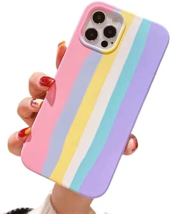 Women's iPhone 12 pro max case/Rainbow Liquid Silicone,/ Silicone Phone case/Protective Cover/Women's iPhone 12 pro max case