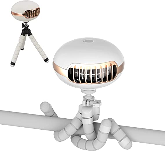 Stroller Fan, Desk Table Fan, 3 Speed Portable Handheld Fan for Baby, Strong Fan in office, Personal USB Cooling Fan, with Adjustable Flexible Tripod