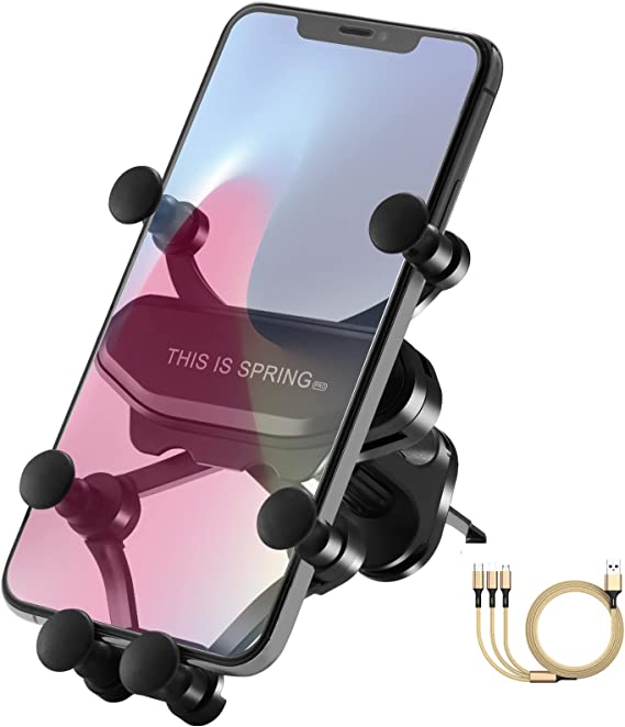 Huspossesser Phone Mount for Car, Gravity Car Phone Holder with Air Vent Clip Auto Lock Hands Free Cell Phone Automobile Cradles Competible for iPhone and Android Phones