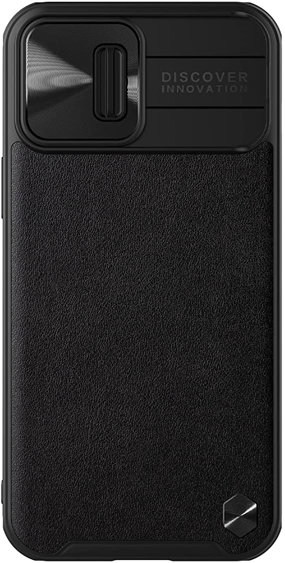 Nillkin Case for Apple iPhone 13 Pro Max (6.7" Inch) CamShield Leather Camera Slider Protect Without Logo Cut Leather + PC + TPU Black Color