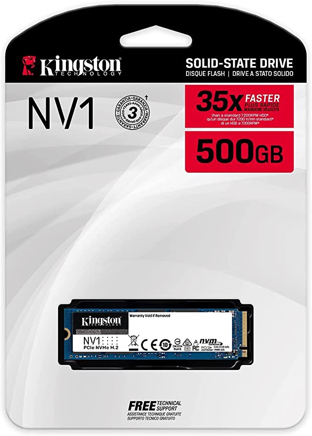 Kingston's NV1 - M.2 2280-500GB NVMe™ PCIe SSD that offers read/write speeds up to 2,100/1,700MB/s