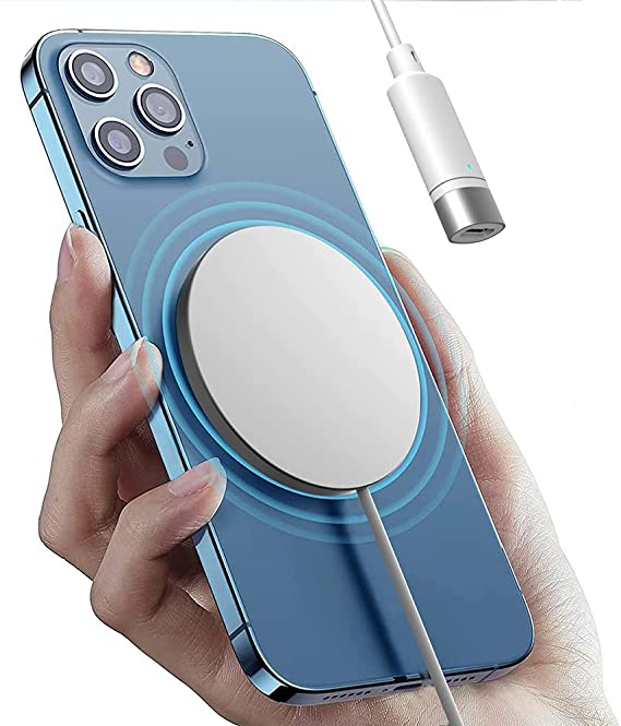 Gblesin 15W PD Magnetic Qi Wireless Charger, Fast Wireless Charging Pad for iPhone 12 12Pro Max 11,Fast Charging for All Qi-Enabled Mobile Phone Accessories with Type-C Cable(White)