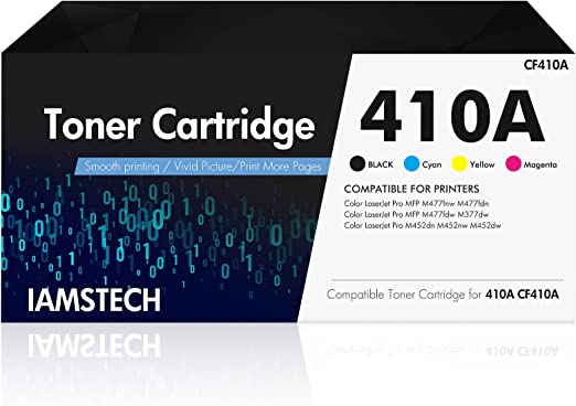 410A 410X CF410A Toner Cartridges 4 Pack Compatible Replacement for HP 410A CF411A CF412A CF413A Color Pro MFP M477fnw M452dn M477fdw M452nw M477fdn M452dw Printer Ink | Black, Cyan, Magenta, Yellow |