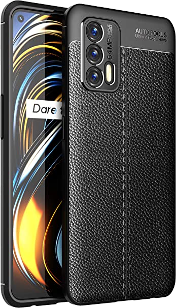 For Realme GT Neo 5G, Original Leather Pattern Back Case Cover Carbon Fiber Litchi Shockproof From CompuMisr - Black