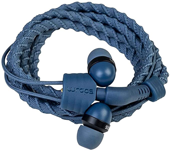WRAPS Talk Wristband Bracelet In-Ear Headphones (with Mic) - Denim