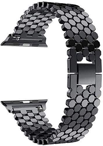 Band Replacement for Watch 38/40mm, 42/44mm Fish-Scale Pattern IWatch Stainless Steel Chain Zinc Alloy Steel Strip for Apple Watch Series 5 4 3 2 1