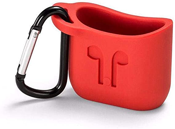 For Apple AirPod Case Protective Silicone Charging Cover Hang Pouch Case Skin Sleeve -Red