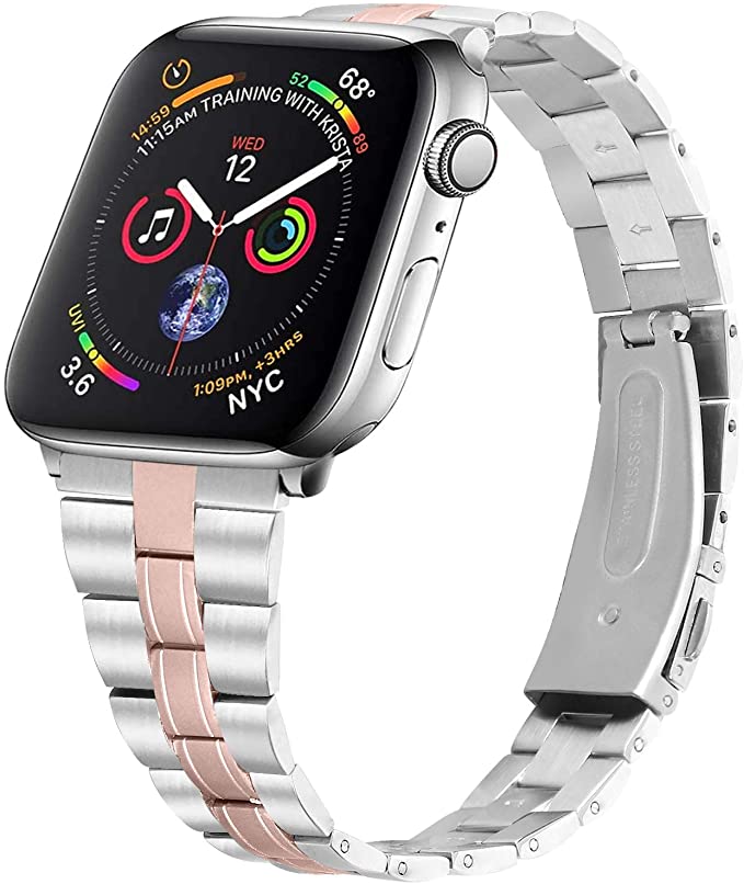 MEFEO Compatible with Apple Watch Band 38mm 40mm 42mm 44mm, Classic Thin Stainless Steel Metal Bands of Premium Quality, Replacements for iWatch SE Series 6/5/4/3/2/1