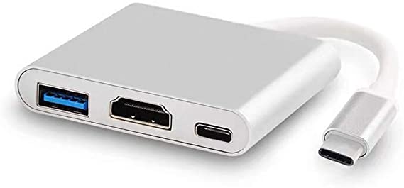 DEMKICO USB C to HDMI Adapter 4K, Multiport Type C Adapter with USB 3.0 Port, Type-C Charging Port Converter Adapter Compatible With Macbook Pro,Samsung Galaxy S8/S9,Chromebook Pixel and More Type C