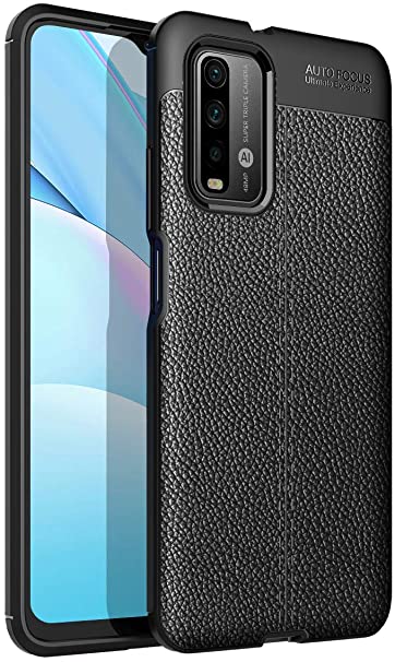 Xiaomi Poco M3, Shockproof Original Leather Pattern Back Case Cover Carbon Fiber From CompuMisr - Black