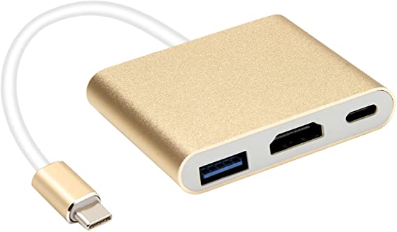 Coycoye Type-C to USB 3.0 Hub Converter 3 in 1 Compatible with HDMI, Suitable for Mobile Phones, Tablets, Laptops