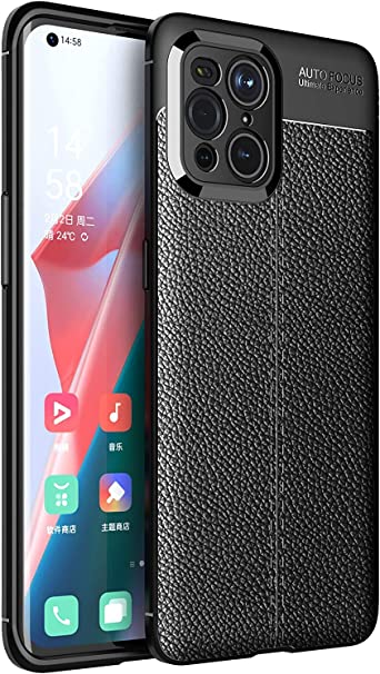 جراب متوافق مع Oppo Find X3 ، - جراب أصلي جديد من GrabMobily - غطاء مقاوم للصدمات بنمط جلدي متين رفيع للغاية من ألياف الكربون المصقولة - مقاوم للانزلاق - جراب فائق الجودة - أسود