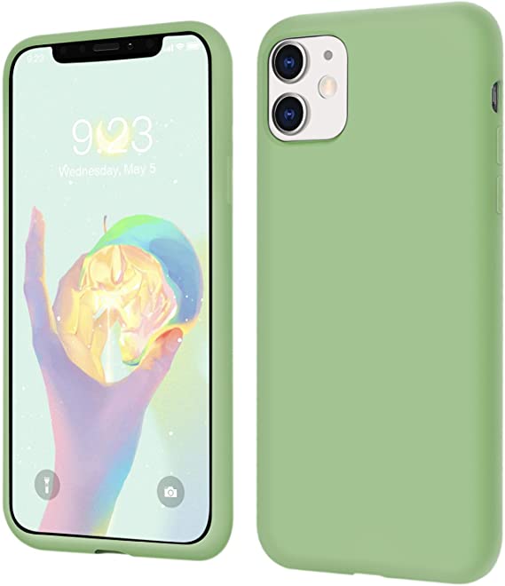 Mint Green Silicone Case for iPhone 11 6.1 Inch, Soft Slim Fit Phone Cover with Microfiber Lining Shockproof Bumpe Protection Case for Everyone