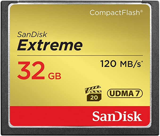 SanDisk Extreme CF 120MB/s, 85MB/s write, UDMA7, 32GB