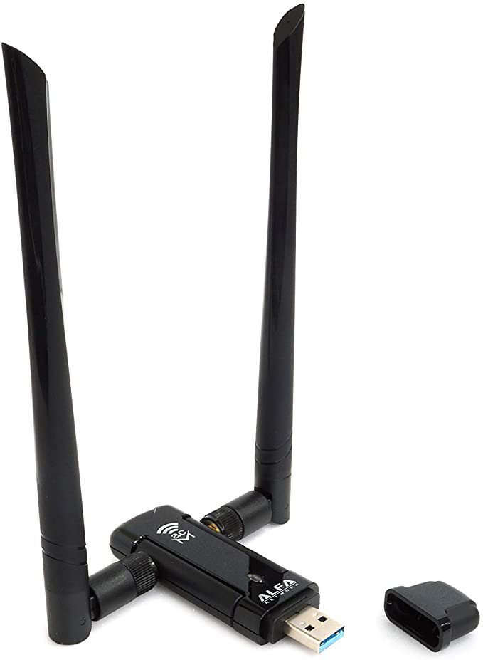Alfa Long-Range Dual-Band AC1200 USB 3.0 Wi-Fi Adapter w/ 2X 5dBi External Antennas - 2.4GHz 300Mbps/5GHz 867Mbps - 802.11ac & A, B, G, N - Windows, MacOS & Kali Linux Supported - (AWUS036ACM)