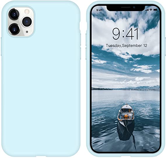 iPhone 11 Pro Max Case Liquid Silicone Gel Rubber ZVastt Slim Phone Case Soft Anti-Scratch Durable Microfiber Lining Full Body Shockproof Protective Cover for iPhone 11 Pro Max 6.5", Sky Blue