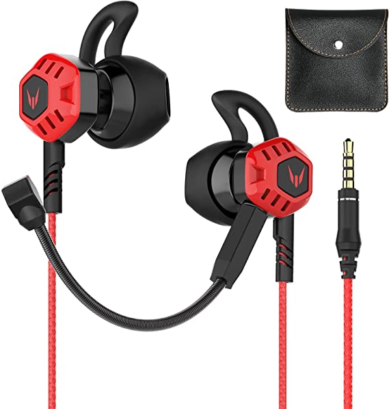 Langsdom InEar Gaming Headphones G100X Hands-free Gamers Headphones with Volume Control and Dual Microphone Compatible with Nintendo Switch, PS4, Xbox One, Cellphones, Tablets, Laptops (Red)