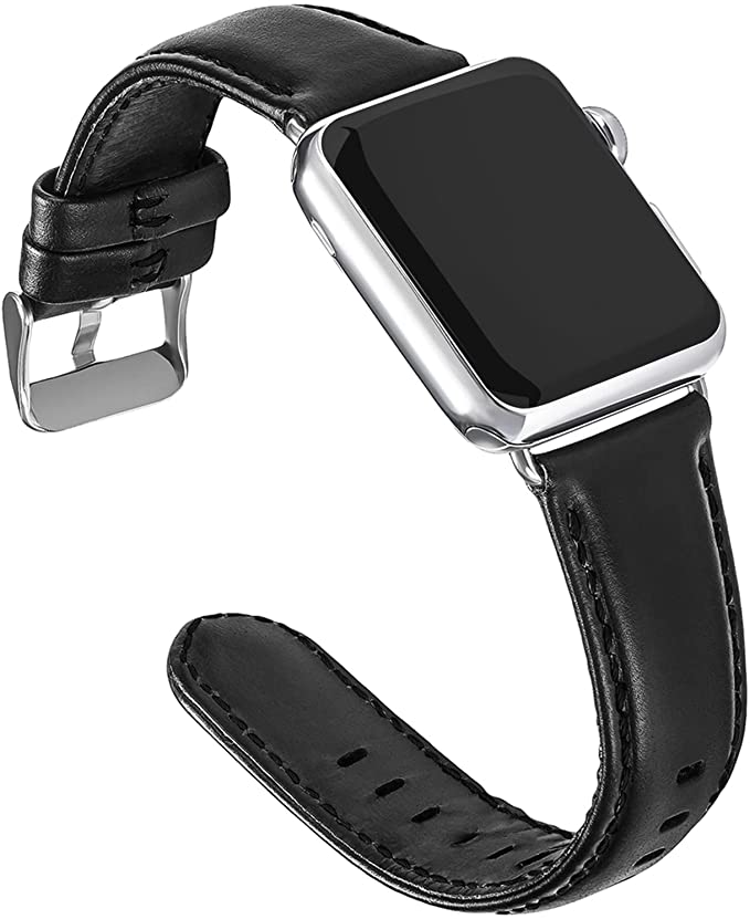 ALADRS Leather Bands Compatible for Apple Watch Band 44mm 42mm 40mm 38mm, Watch Strap Replacement for iWatch Series 6 5 4, SE (44mm 40mm) Series 3 2 1 (42mm 38mm)