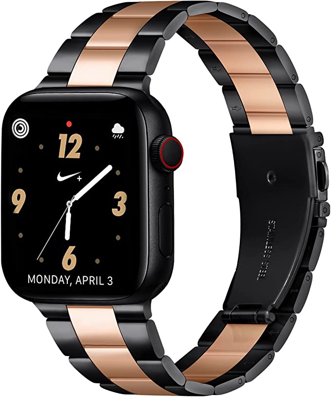 OMIU Compatible with Apple Watch Band 38mm 40mm 41mm 42mm 44mm 45mm, Upgraded Business Stainless Steel Watchbands for iWatch SE Series 7/6/5/4/3/2/1 for Men Women