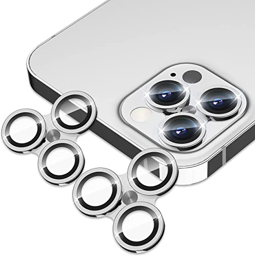 [3 in 1] 2 Pack UniqueMe Camera Lens Protector Compatible with iPhone 12 Pro 6.1 inch [Not for iPhone 12 Pro max] [ Tempered Glass] [Easy Installation] [HD Clear] [Anti-Scratch]-Silver