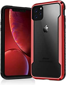 Cason Phone Case for Apple iPhone 11 6.1 Inch Case Defense Shield Series Military Grade Drop d, Anodized Aluminum TPU Polycarbonate Protective Case (Red)