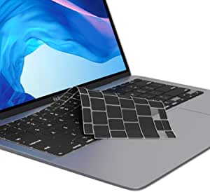 Kuzy Keyboard Cover Compatible with MacBook Air 13 inch 2020 A2337 M1 A2179 with Retina Display and Touch ID Silicone Key Board Protective Skin for MacBook Air Keyboard Cover, Black