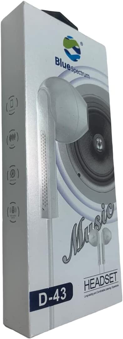 blue spectrum earphones D-43 (White)