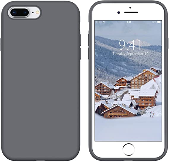 YINLAI iPhone 8 Plus Case iPhone 7 Plus,Premium Liquid Silicone Soft Gel Rubber Full-Body Protective Bumper Case Designed for iPhone 8 Plus/ 7 Plus 5.5" Space Gray