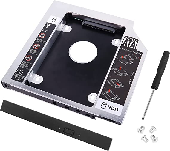 YAODHAOD SATA 2nd SSD HDD Hard Drive Caddy Tray, Universal 9.5mm 2.5'' SSD HDD Hard Drive Caddy Adapter Tray Enclosures, SATA-III Laptop Hard Disk Holder for CD/DVD-ROM Optical SuperDriveTray (9.5MM)