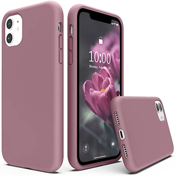 SURPHY Silicone Case Compatible with iPhone 11 Case 6.1 inches, Liquid Silicone Full Body Thickening Design Phone Case (with Microfiber Lining) for 11 2019 (Lilac Purple)