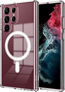 AoliAo7 Clear Magnetic Case for Samsung Galaxy S22 Ultra Compatible with Magsafe Card Wallet& Wireless Chager, Screen & Camera Protection Shockproof Galaxy S22 Ultra Case [Work with S Pen]