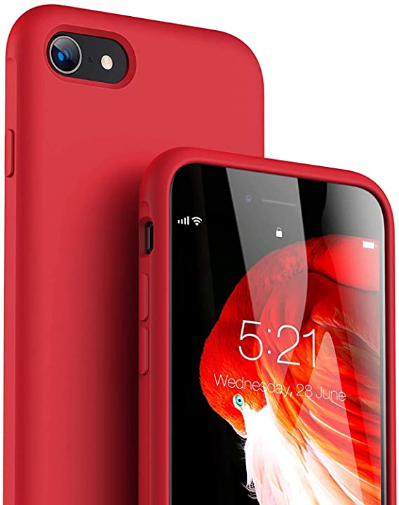 iPhone 6S Case, iPhone 6 Case, Ultra Slim Fit iPhone Case Liquid Silicone Gel Cover with Full Body Protection Anti-Scratch Shockproof Case Compatible with Apple iPhone 6S / 6 (Red)