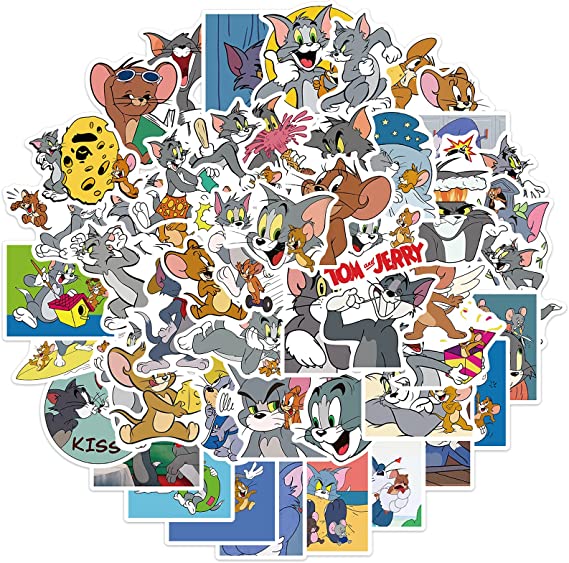 MSOLE Cute Tom&Jerry Stickers DIY for Water Bottles Laptop HydroFlasks,50PCS Aesthetic Decals Decoration for Computer Phone Guitar Luggage