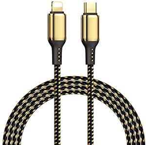 WIWU GD-103 Type-C Compatible Lightning 18K 20W Data Cable, Golden - 1.2m