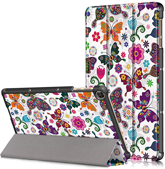 TEYOON Case for Huawei MatePad T10/T10S,PU Leather Tri-Fold Stand Cover for Huawei MatePad T10 9.7 inch(AGR-L09 / AGR-W09) & MatePad T10S 10.1 inch (AGS3-L09 / AGS3-W09) Tablet,butterfly