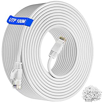 100m Ethernet Network Cable | CAT6, AWG23, CCA, UTP | Ikbc Colour Gray | 100 cable clips Includeing