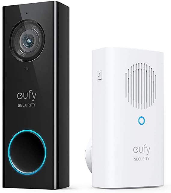 eufy Security, Wi-Fi Video Doorbell, 2K Resolution, No Monthly Fees, Local Storage, Human Detection, with Wireless Chime–Requires Existing Doorbell Wires and Installation Experience, 16-24 VAC, 30 VA